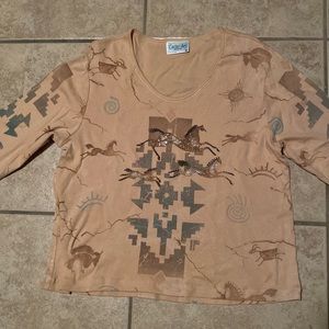 🦋 2 for $20 sale NWOT Cactus Bay Southwestern V neck 3/4 sleeve shirt top XL